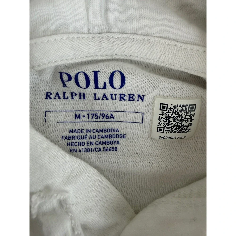 Polo Ralph Lauren Hooded T-Shirt Mens Medium White Long Sleeve Pony Logo